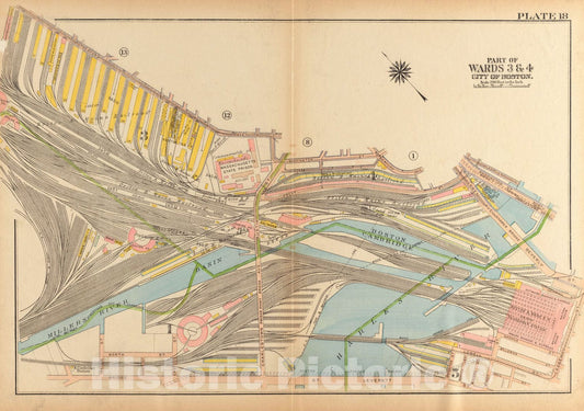 Historical Map, 1922 Atlas of The City of Boston, Charlestown and East Boston : Plate 18, Vintage Wall Art