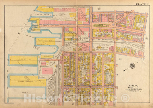 Historical Map, 1922 Atlas of The City of Boston, Charlestown and East Boston : Plate 21, Vintage Wall Art