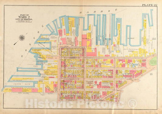Historical Map, 1922 Atlas of The City of Boston, Charlestown and East Boston : Plate 22, Vintage Wall Art