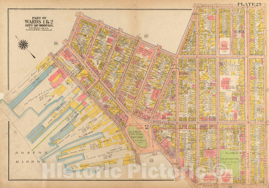 Historical Map, 1922 Atlas of The City of Boston, Charlestown and East Boston : Plate 25, Vintage Wall Art