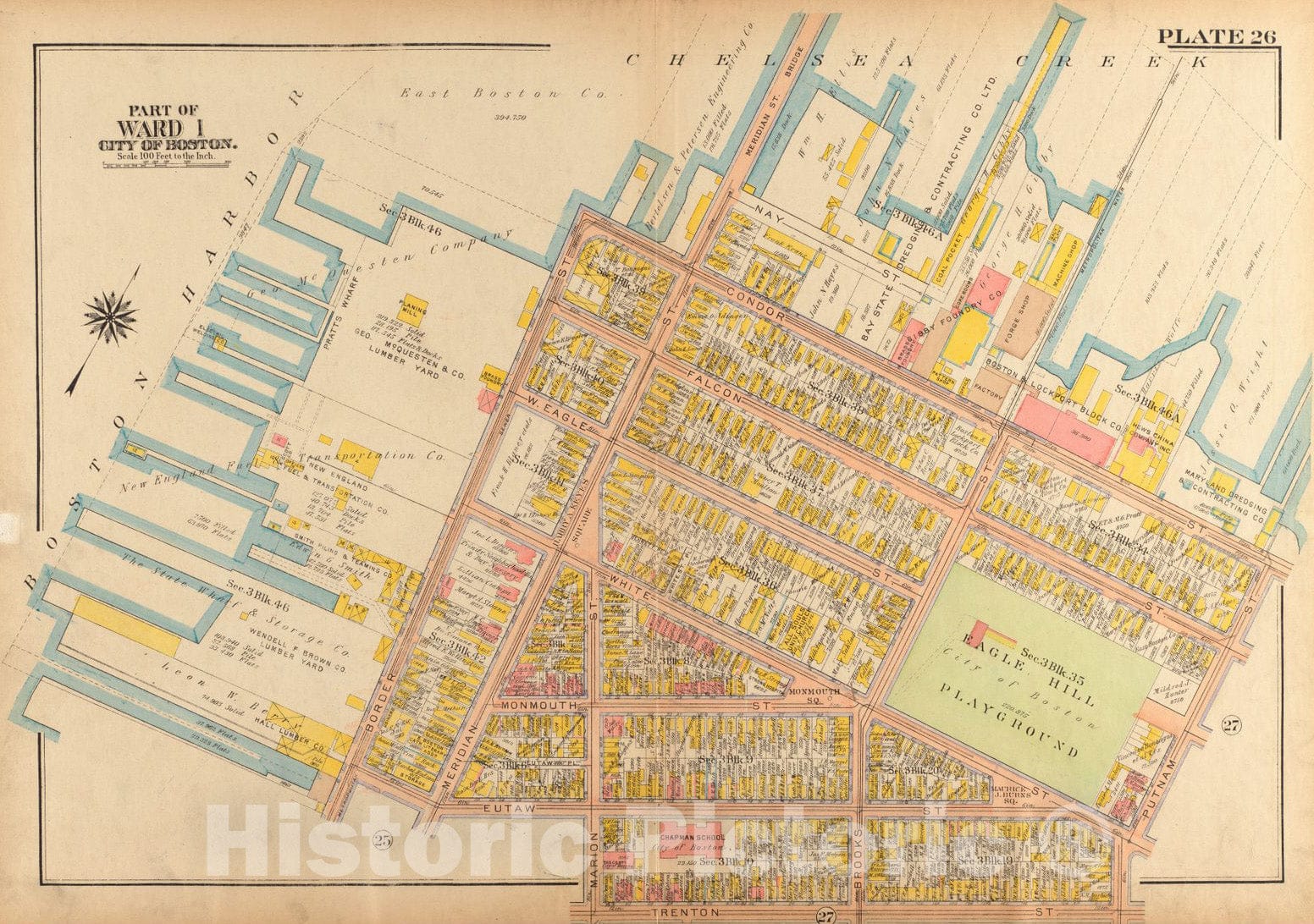 Historical Map, 1922 Atlas of The City of Boston, Charlestown and East Boston : Plate 26, Vintage Wall Art