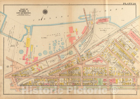 Historical Map, 1922 Atlas of The City of Boston, Charlestown and East Boston : Plate 28, Vintage Wall Art