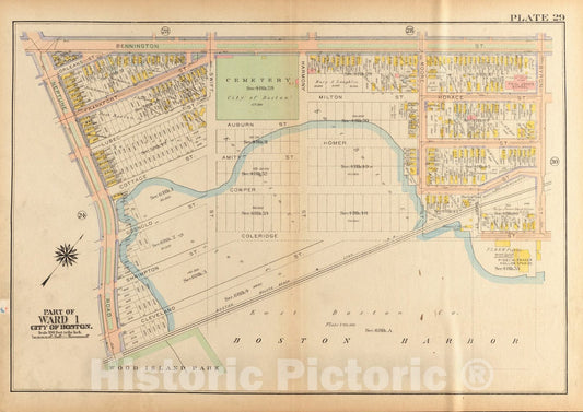 Historical Map, 1922 Atlas of The City of Boston, Charlestown and East Boston : Plate 29, Vintage Wall Art