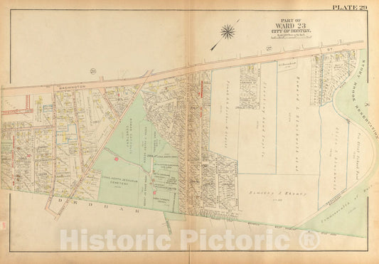 Historical Map, 1924 Atlas of the city of Boston, West Roxbury : plate 29, Vintage Wall Art