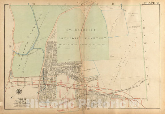 Historical Map, 1924 Atlas of The City of Boston, West Roxbury : Plate 30, Vintage Wall Art
