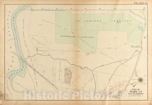 Historical Map, 1924 Atlas of The City of Boston, West Roxbury : Plate 31, Vintage Wall Art