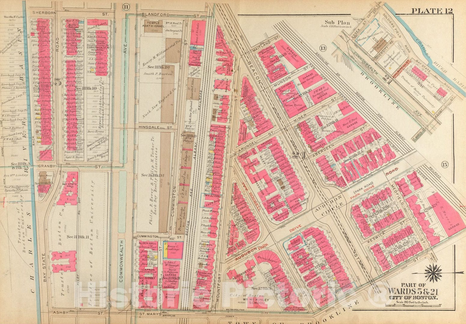 Historical Map, 1931 Atlas of The City of Boston, Roxbury : Plate 12, Vintage Wall Art