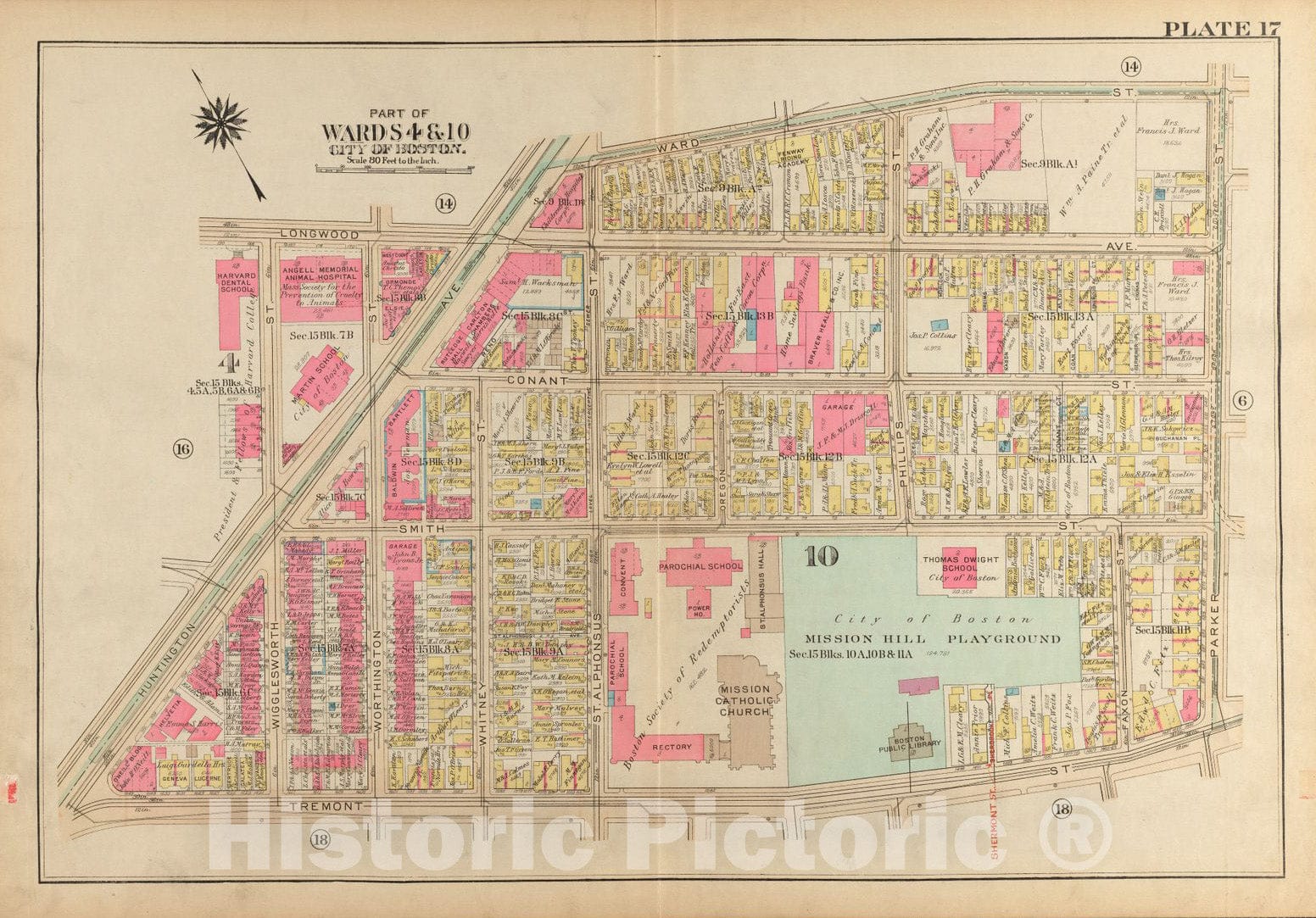 Historical Map, 1931 Atlas of The City of Boston, Roxbury : Plate 17, Vintage Wall Art