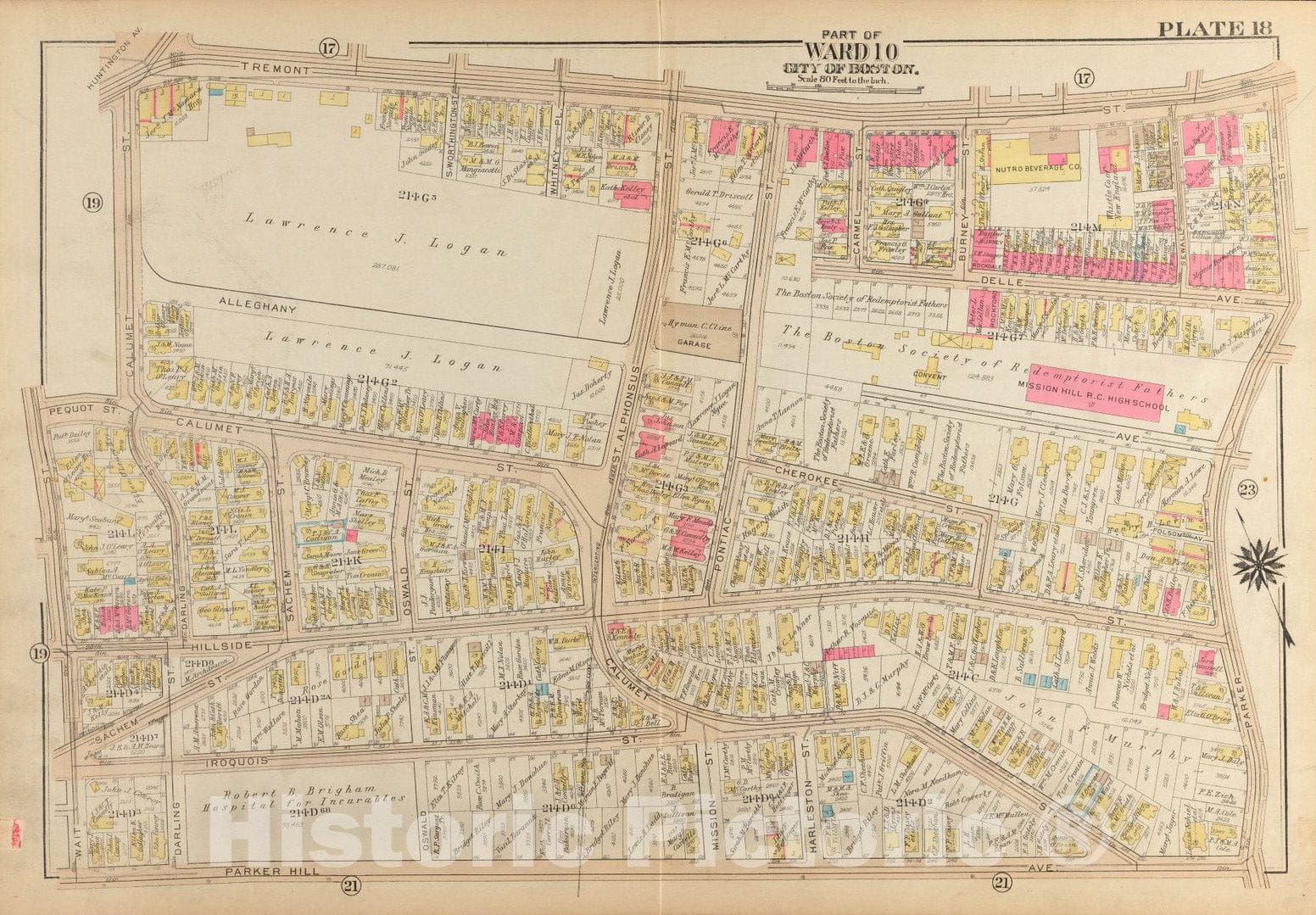 Historical Map, 1931 Atlas of The City of Boston, Roxbury : Plate 18, Vintage Wall Art