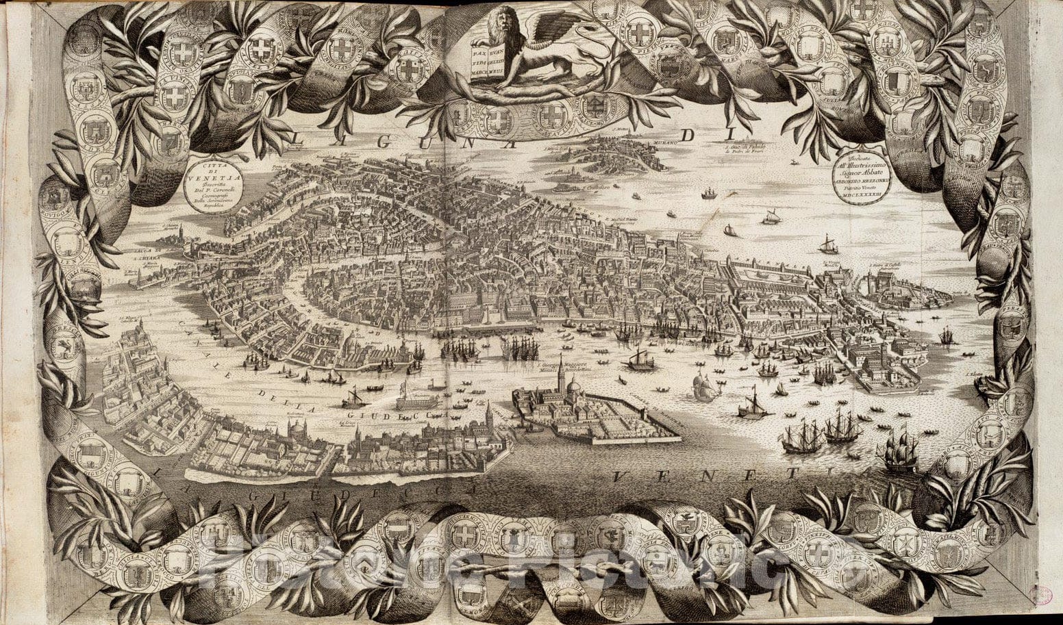 Historical Map, 1693 Citta di Venezia, Vintage Wall Art