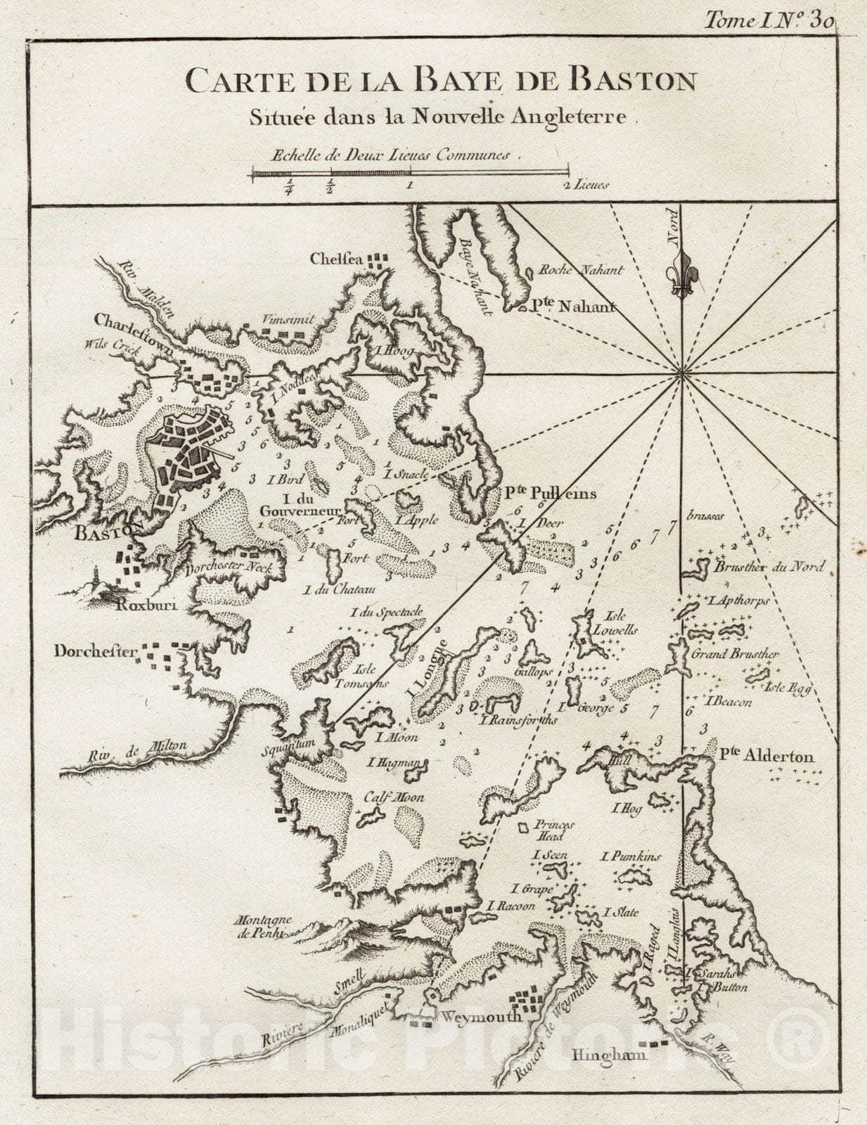 Historical Map, 1764 Carte de la Baye de Baston : situee Dans la Nouvelle Angleterre, Vintage Wall Art