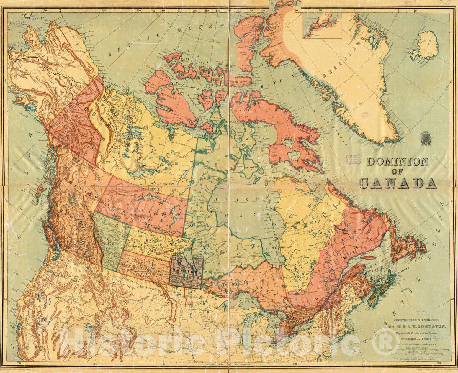 Historical Map, 1895-1898 Dominion of Canada, Vintage Wall Art