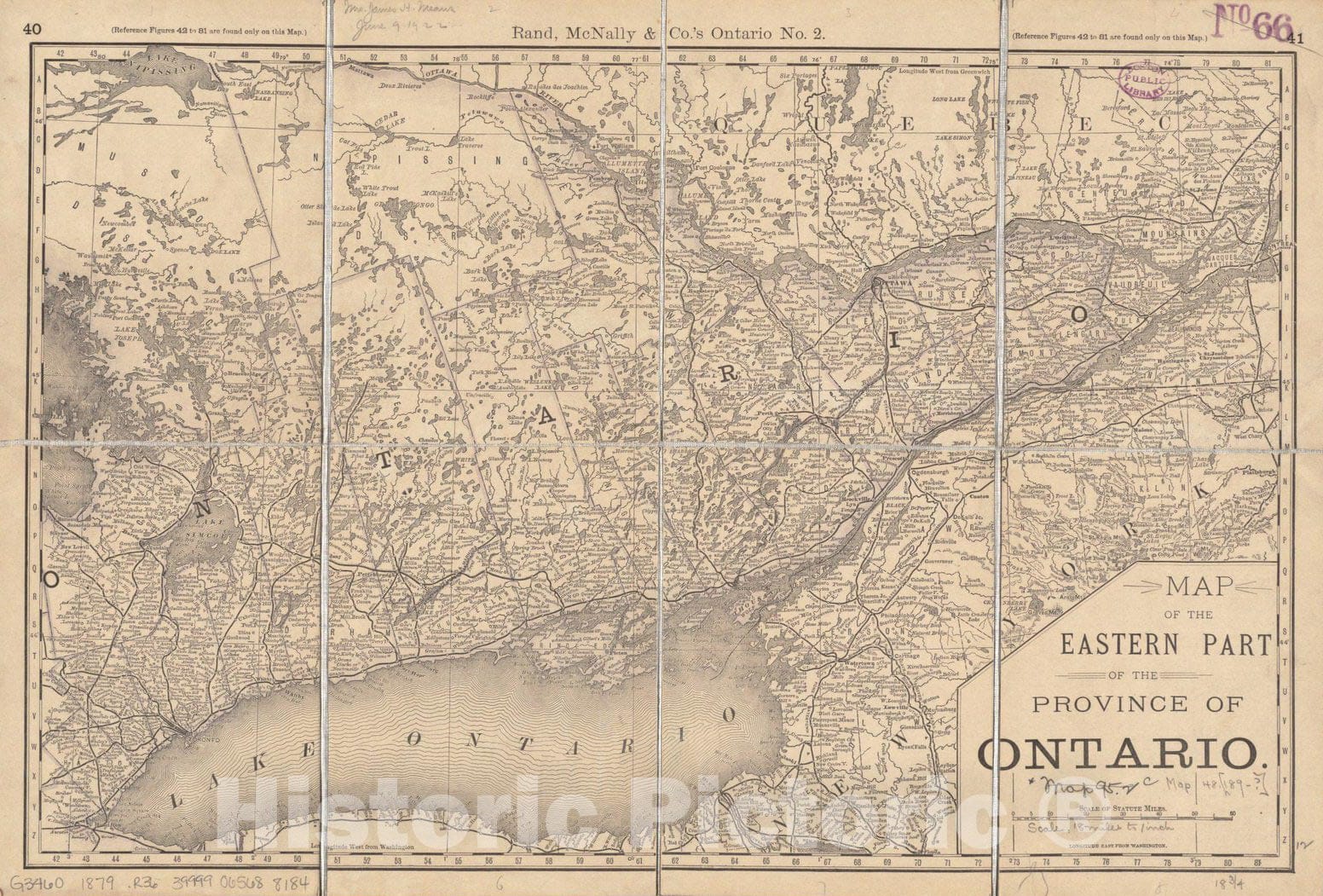 Historical Map, 1879 Map of The Eastern Part of The Province of Ontario, Vintage Wall Art