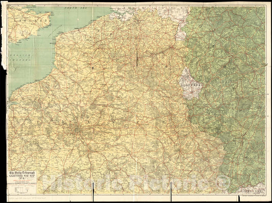 Historical Map, 1915 The Daily Telegraph Gazetteer war map (no. 4), Vintage Wall Art