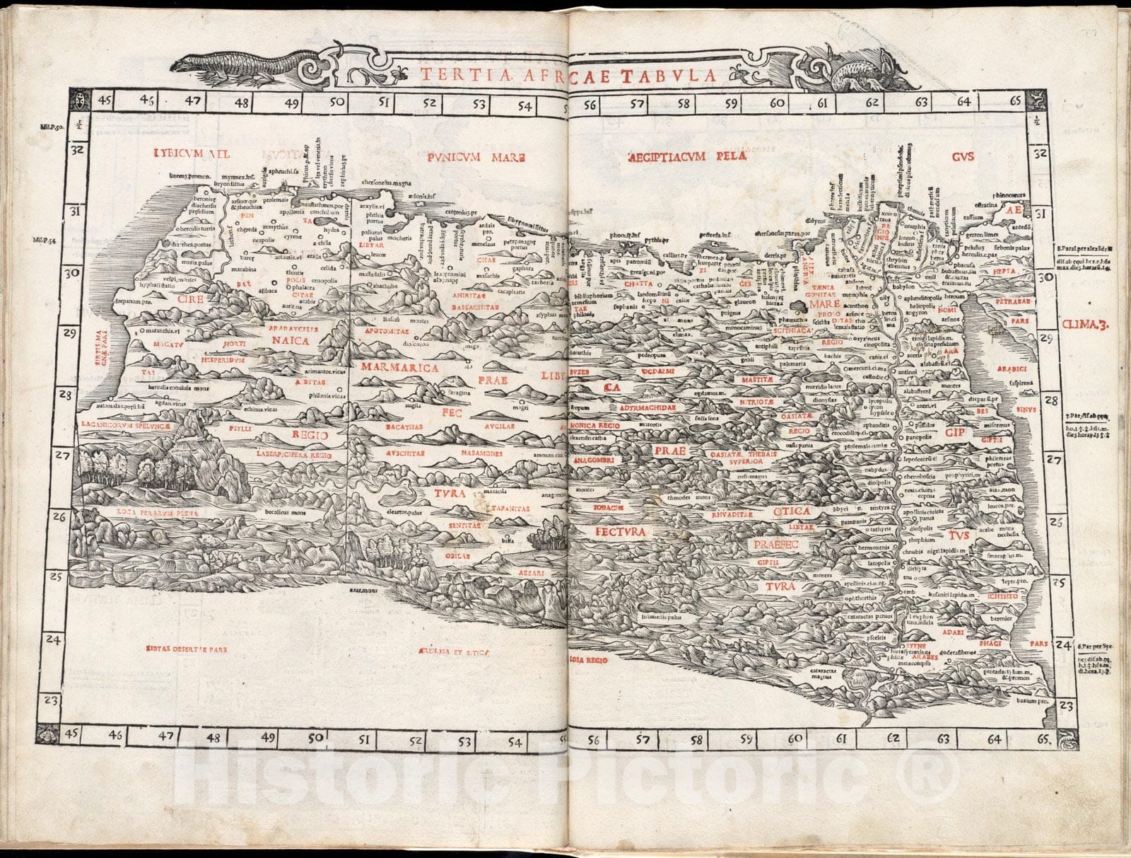 Historical Map, 1511 Tertia Africae Tabula, Vintage Wall Art