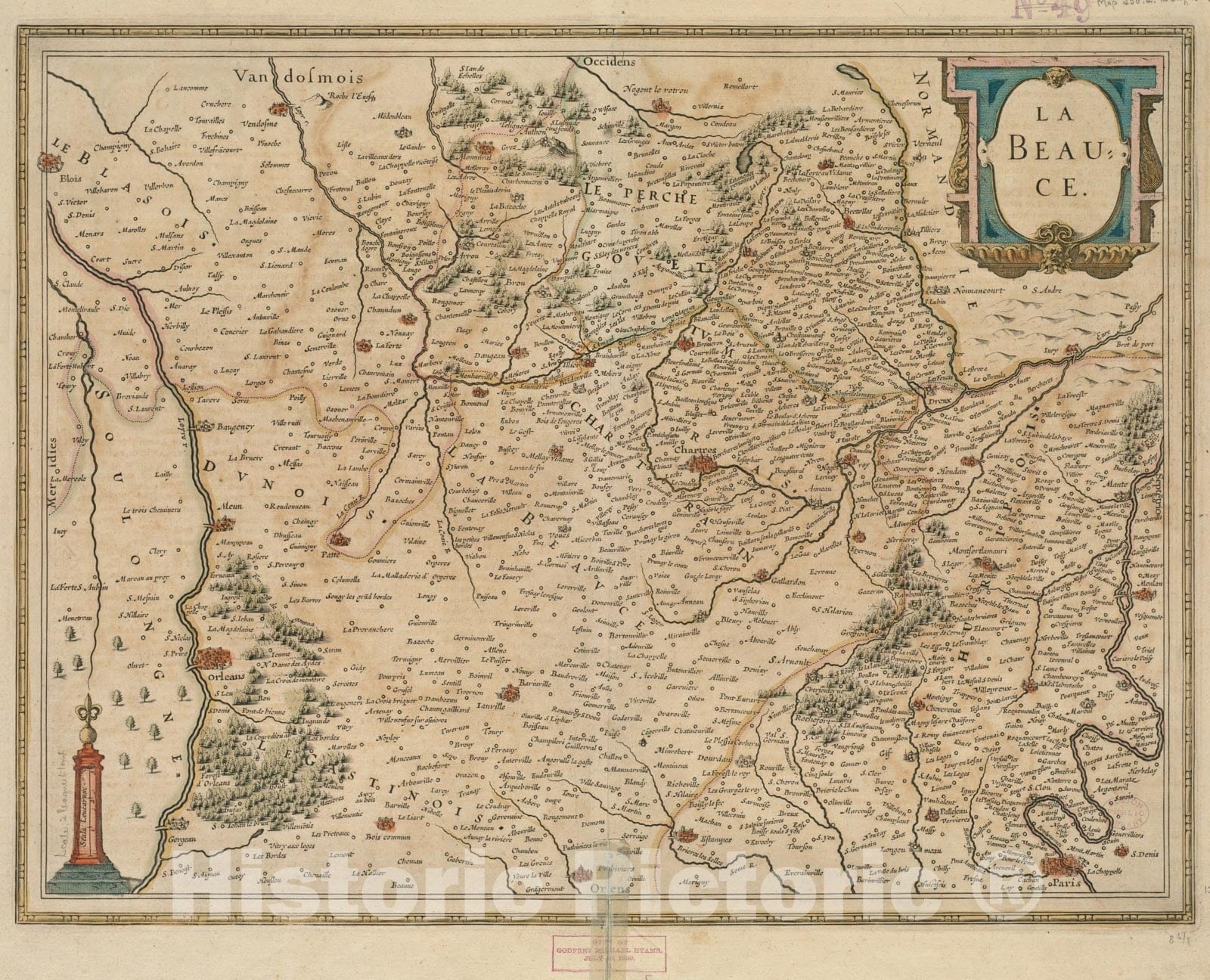 Historical Map, 1639 La Beauce, Vintage Wall Art