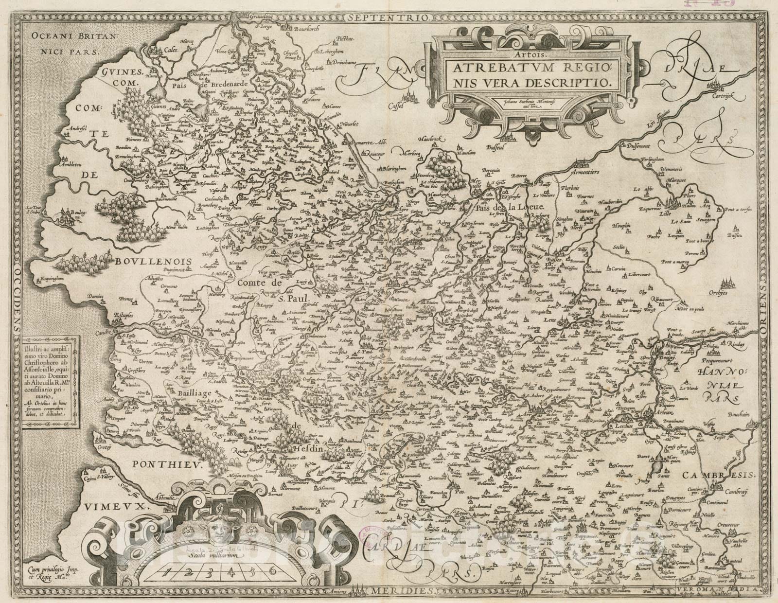 Historical Map, 1603 Artois : Atrebatum regionis vera descriptio, Vintage Wall Art