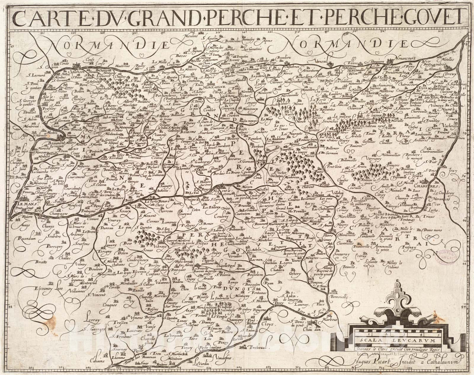 Historical Map, 1620 Carte du Grand Perche et Perche Gouet, Vintage Wall Art