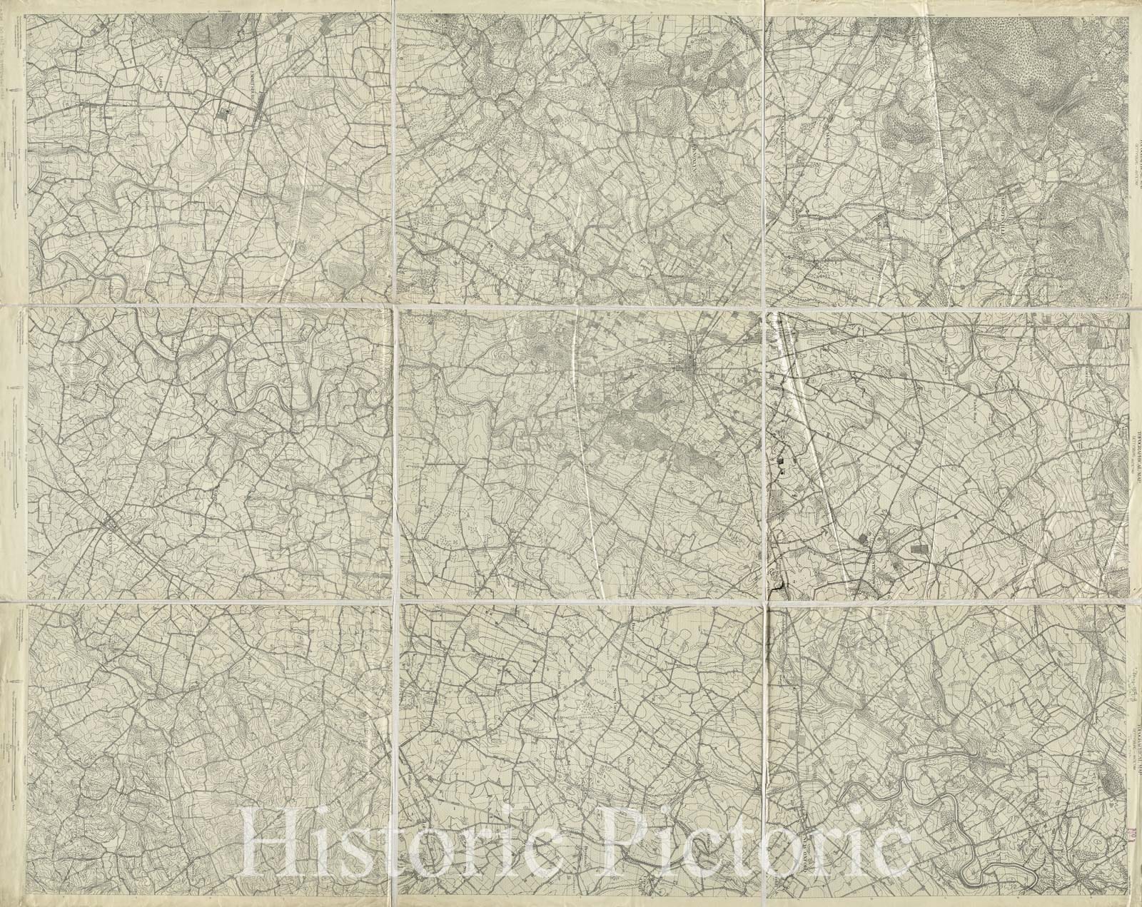 Historical Map, 1913 Topographical Historical Map, Gettysburg-Antietam, Vintage Wall Art