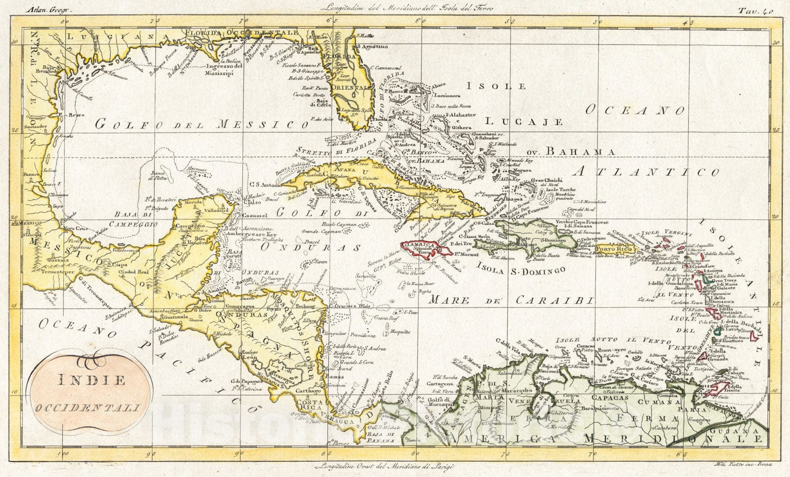 Historical Map, 1807 Indie Occidentali, Vintage Wall Art