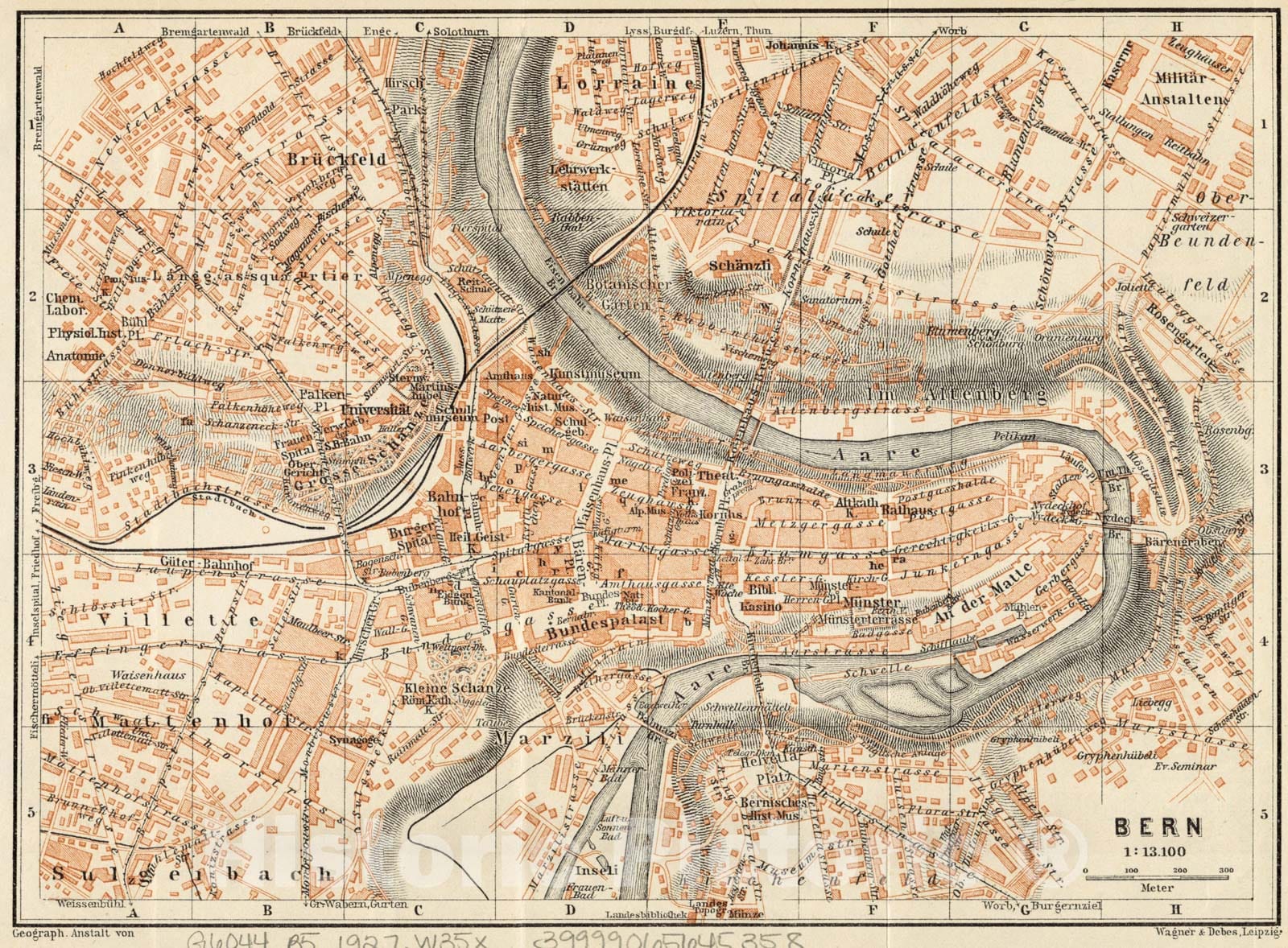 Historical Map, 1927 Bern, Vintage Wall Art