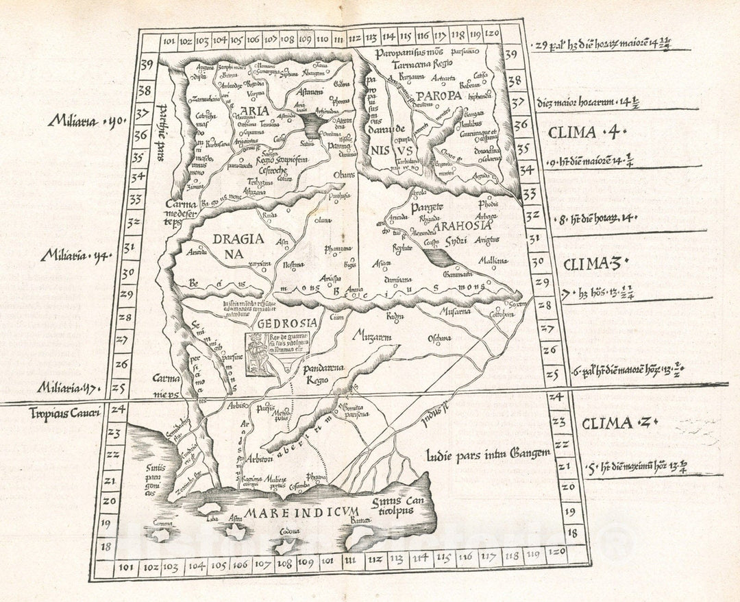 Historical Map, 1525 Tabula IX Asiae, Vintage Wall Art