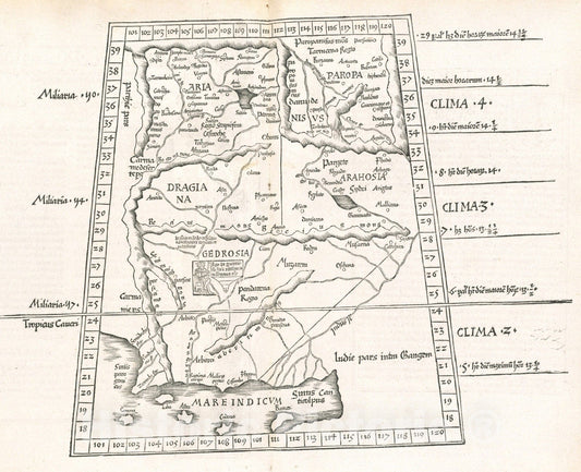 Historical Map, 1525 Tabula IX Asiae, Vintage Wall Art