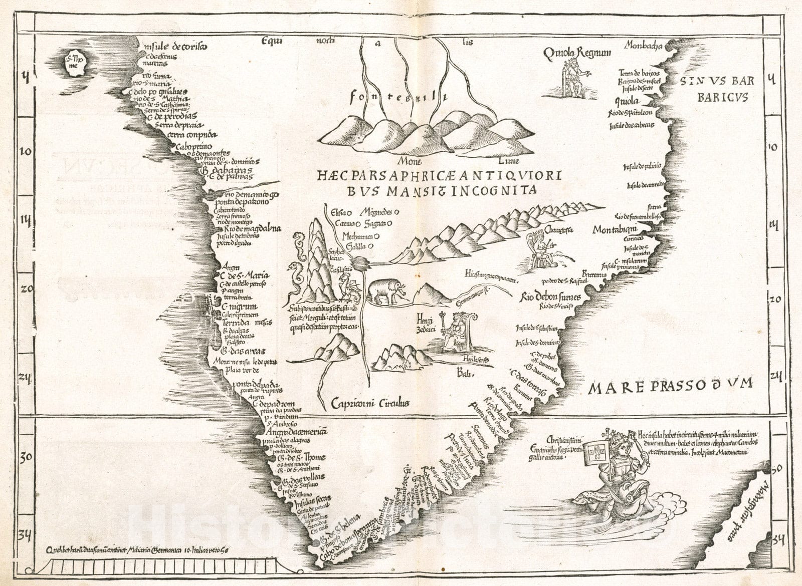 Historical Map, 1525 Tab. mo. secundae partis Aphricae, Vintage Wall Art