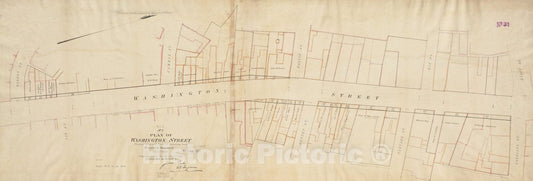 Historical Map, Plan of Washington Street showing proposed lines of widening from Warren to Kneeland : Oct. 1st 1860, Vintage Wall Art