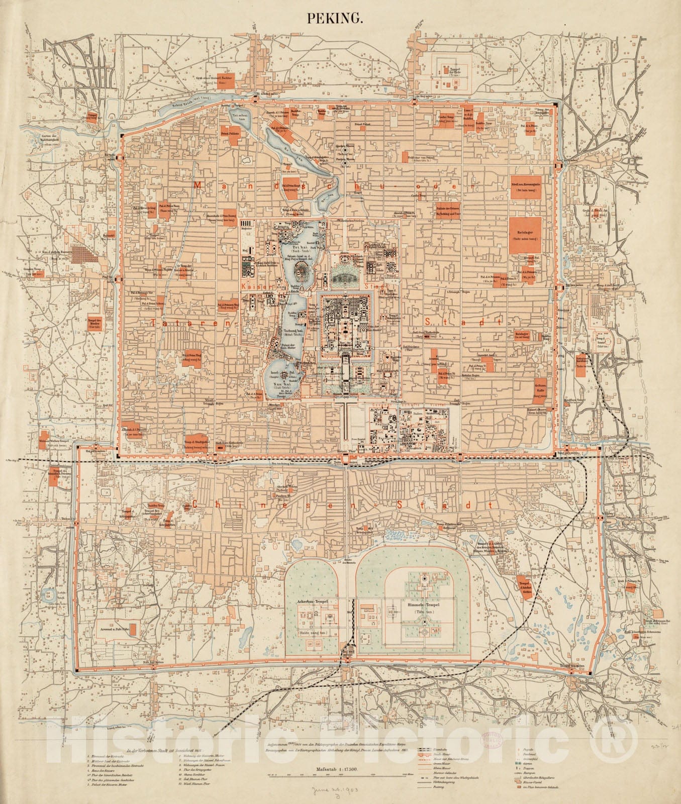 Historical Map, 1903 Peking, Vintage Wall Art
