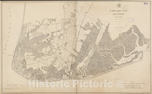 Historical Map, 1880 Cape May City and Vicinity, New Jersey, Vintage Wall Art
