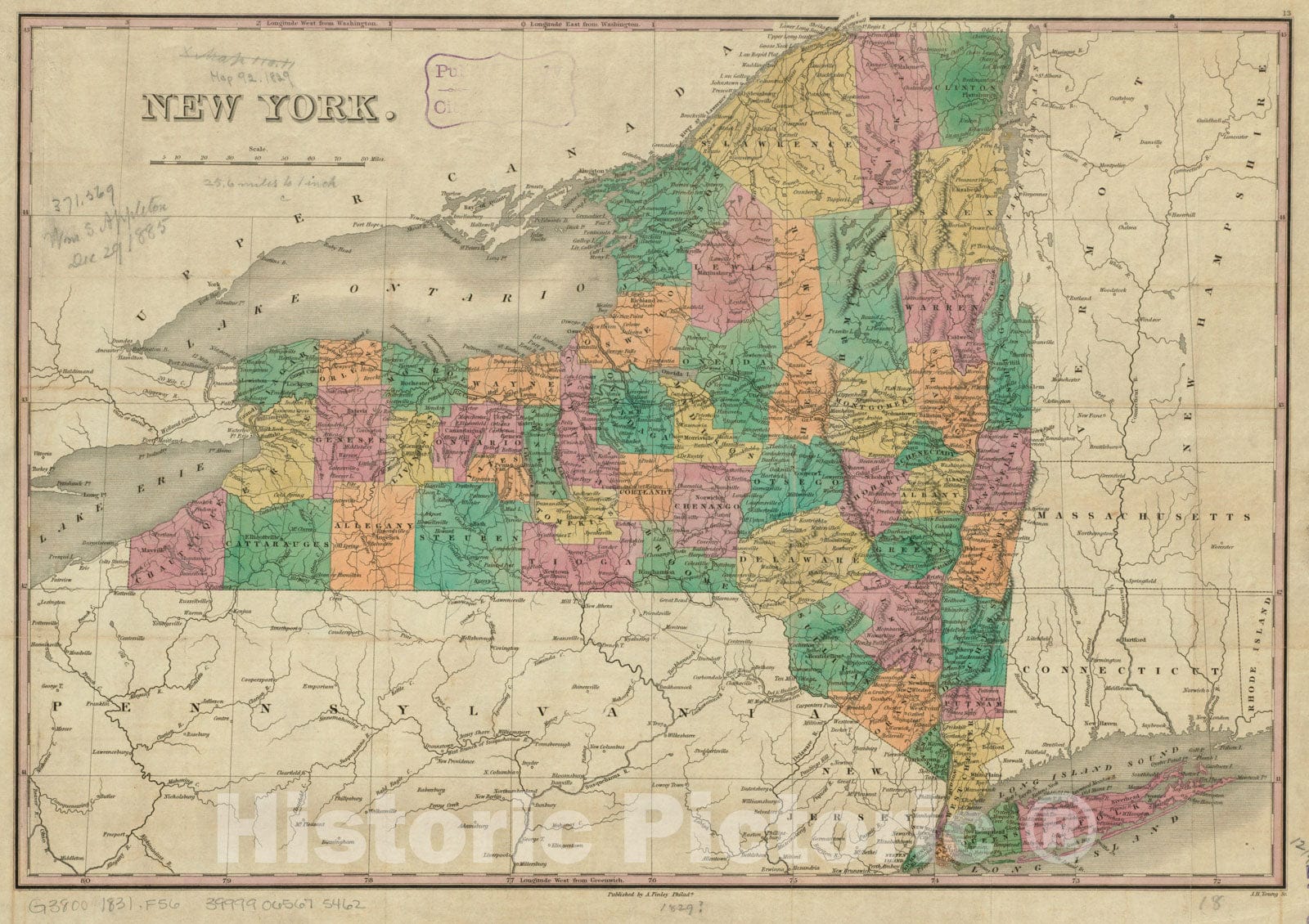 Historical Map, 1831 New York, Vintage Wall Art