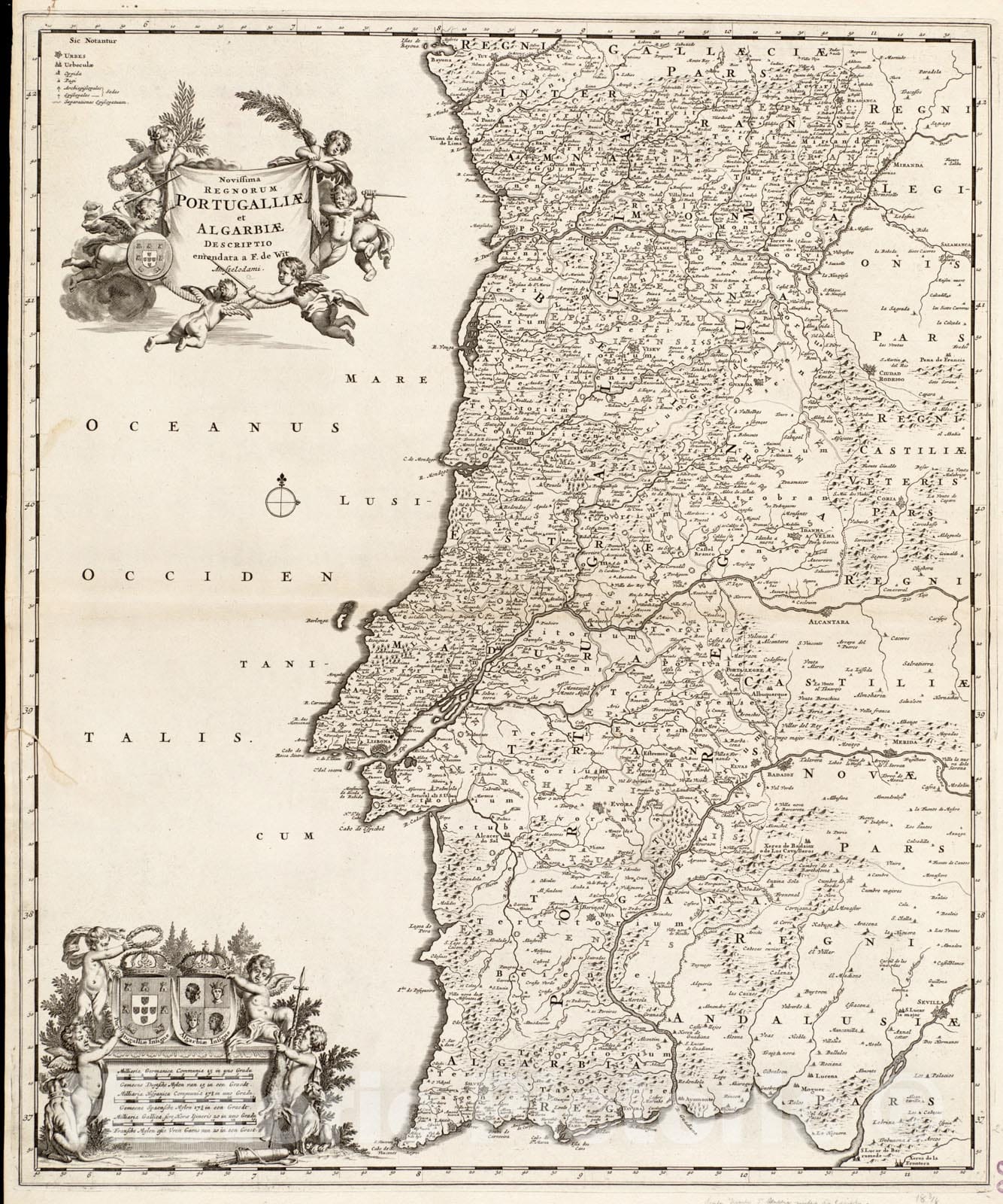 Historical Map, 1680-1688 Novissima regnorum Portugalliae et Algarbiae descriptio, Vintage Wall Art