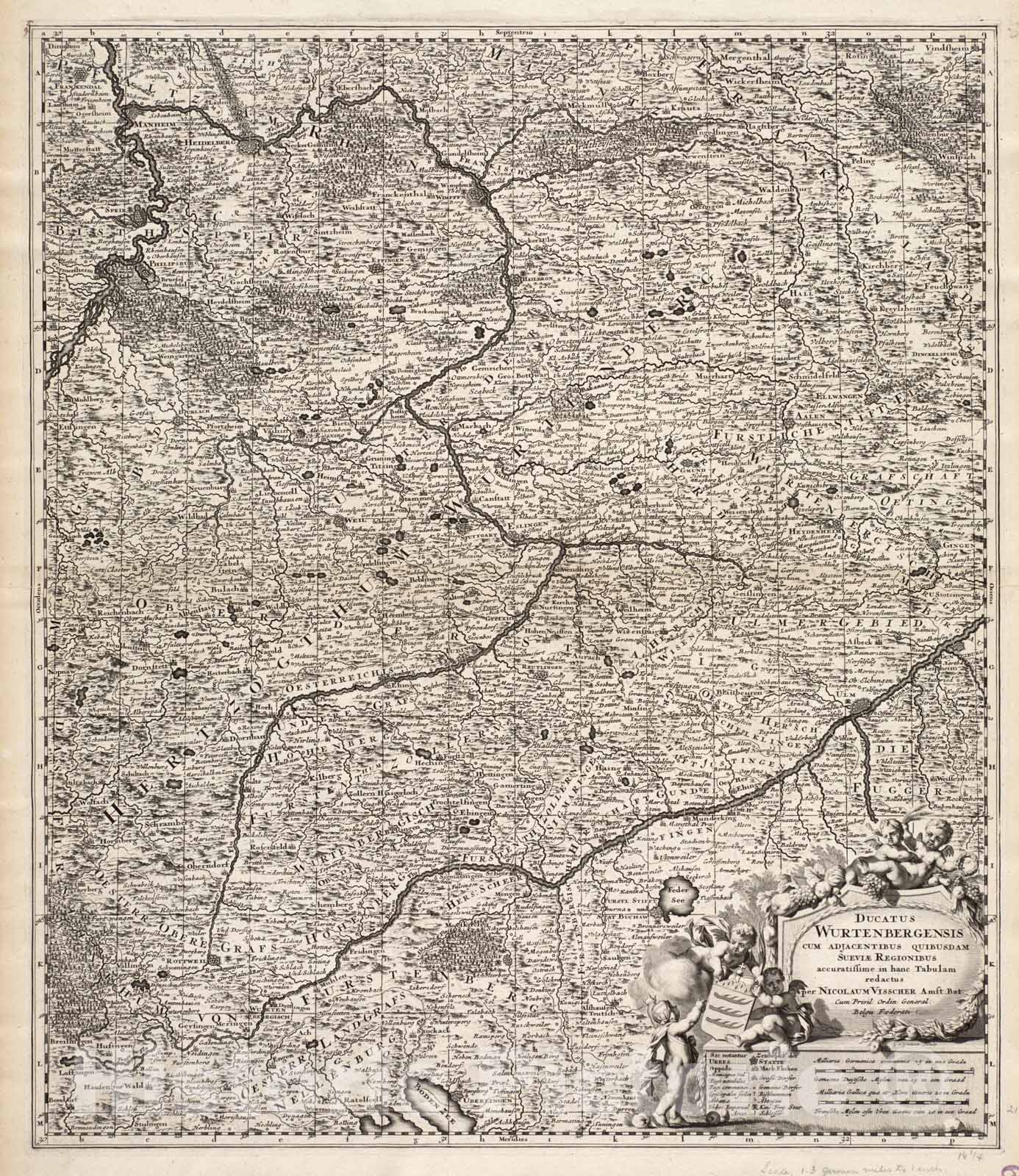 Historical Map, 1704 Ducatus Wurtenbergensis : Cum adjacentibus quibusdam Sueviae regionibus, Vintage Wall Art