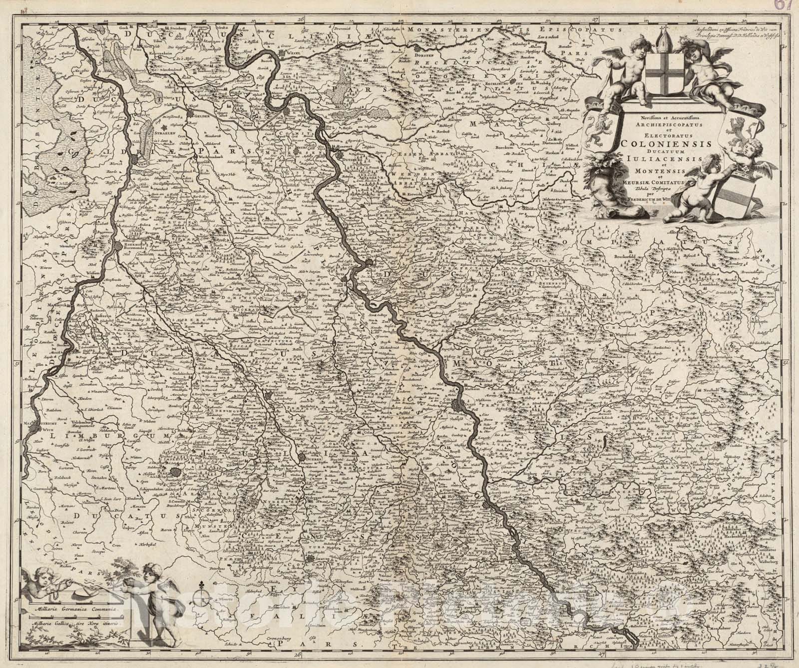 Historical Map, c.1680 Novissima et accuratissima archiepiscopatus et electoratus Coloniensis ducatuum Iuliacensis et Montensis et Meursiae comitatus tabula, Vintage Wall Art