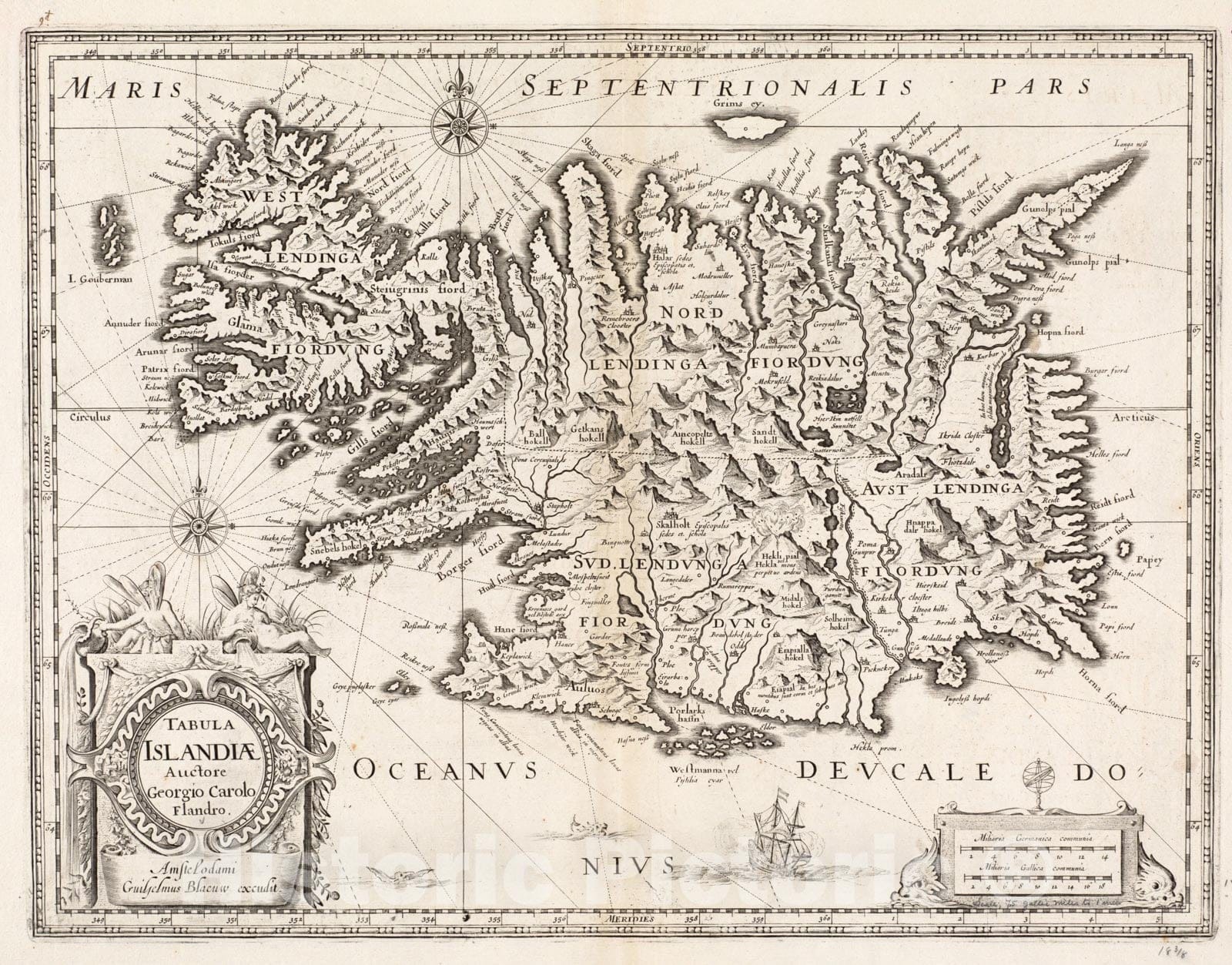 Historical Map, 1660 Tabula Islandiae, Vintage Wall Art
