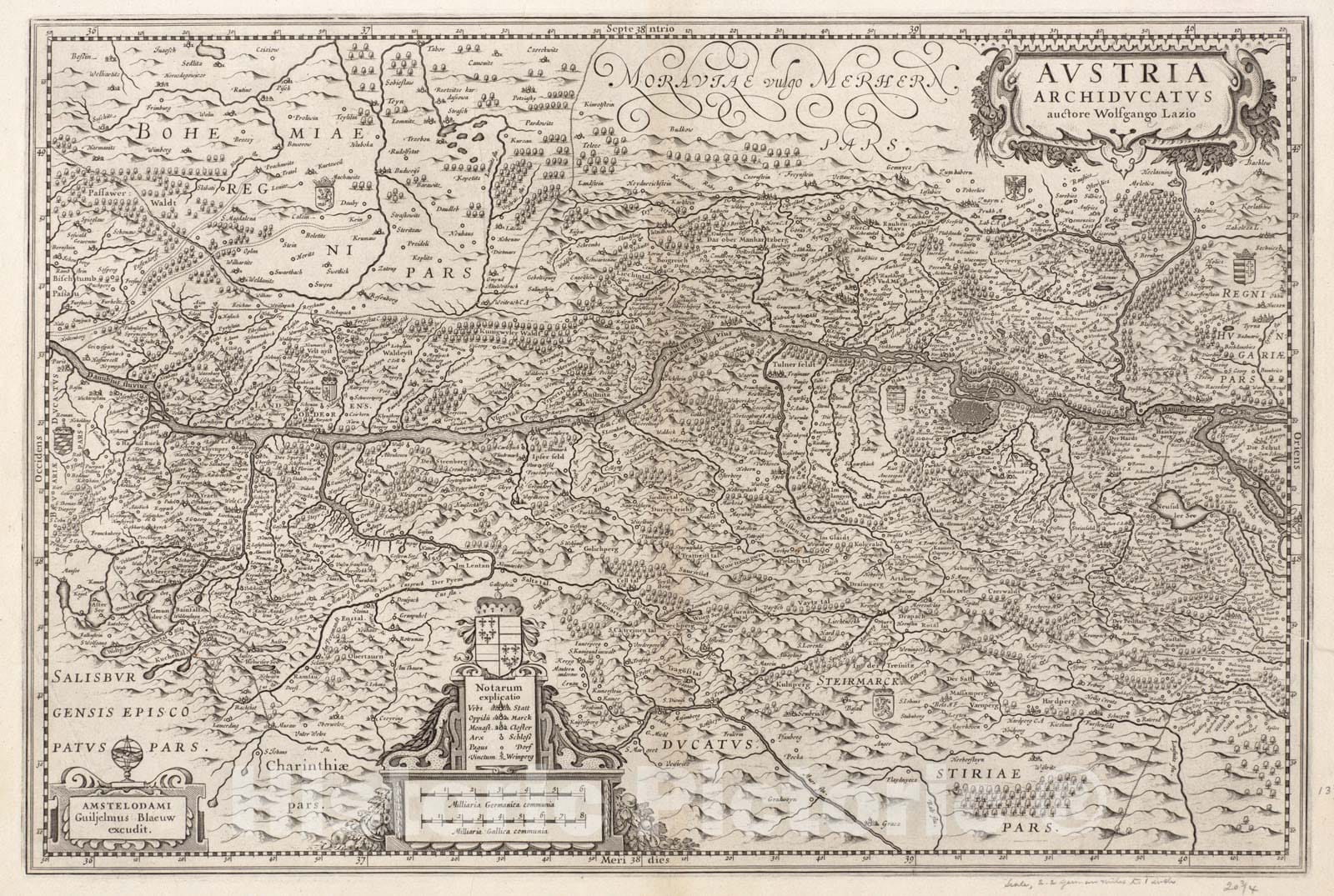 Historical Map, 1630 Austria archiducatus, Vintage Wall Art