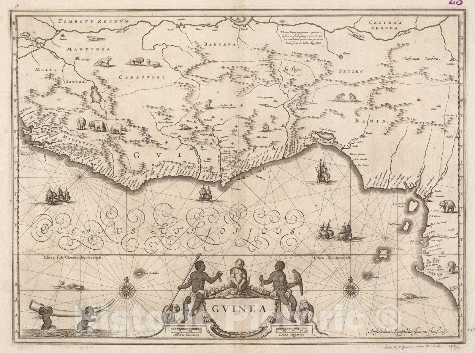 Historical Map, 1636 Guinea, Vintage Wall Art