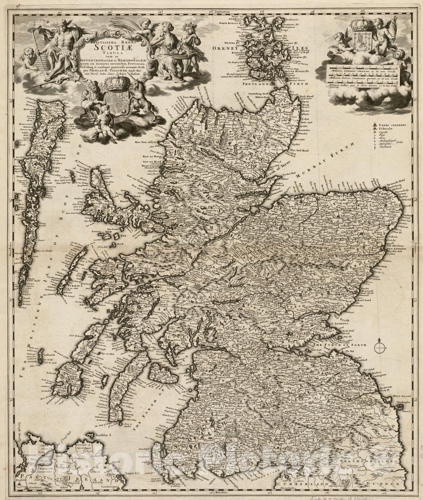 Historical Map, 1689 Exactissima Regni Scotiae tabula tam in septentrionalem et meriodionalem quam in minores earundem provincias, insulasq[ue] ei undique praetensas accurate divisa, Vintage Wall Art
