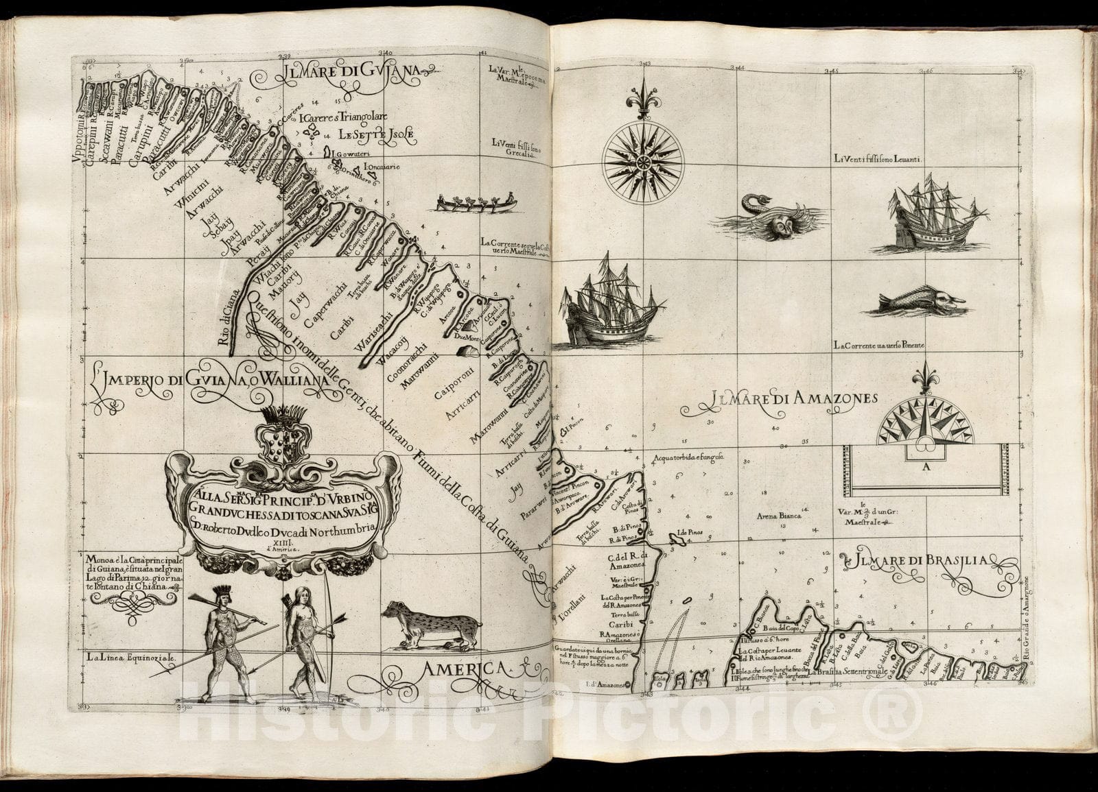 Historical Map, 1647 Alla serma. sigra. principsa. d'Vrbino Grandvchessa di Toscana SVA sigra. d: Roberto Dvdleo Dvca di Northumbria, Vintage Wall Art