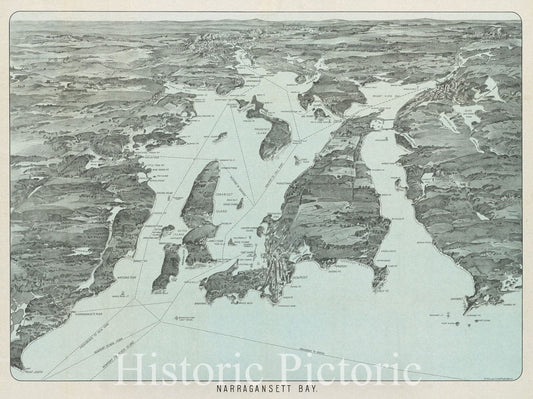Historical Map, 1907 Narragansett Bay, Vintage Wall Art
