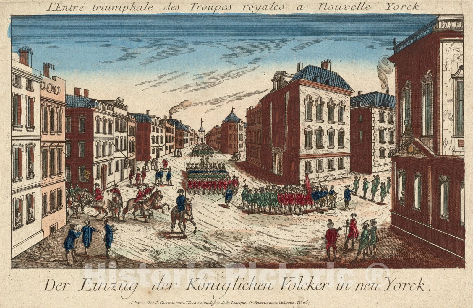 Historical Map, 1778 Der einzug der koIË†niglichen voIË†lcker in Neu Yorck, Vintage Wall Art