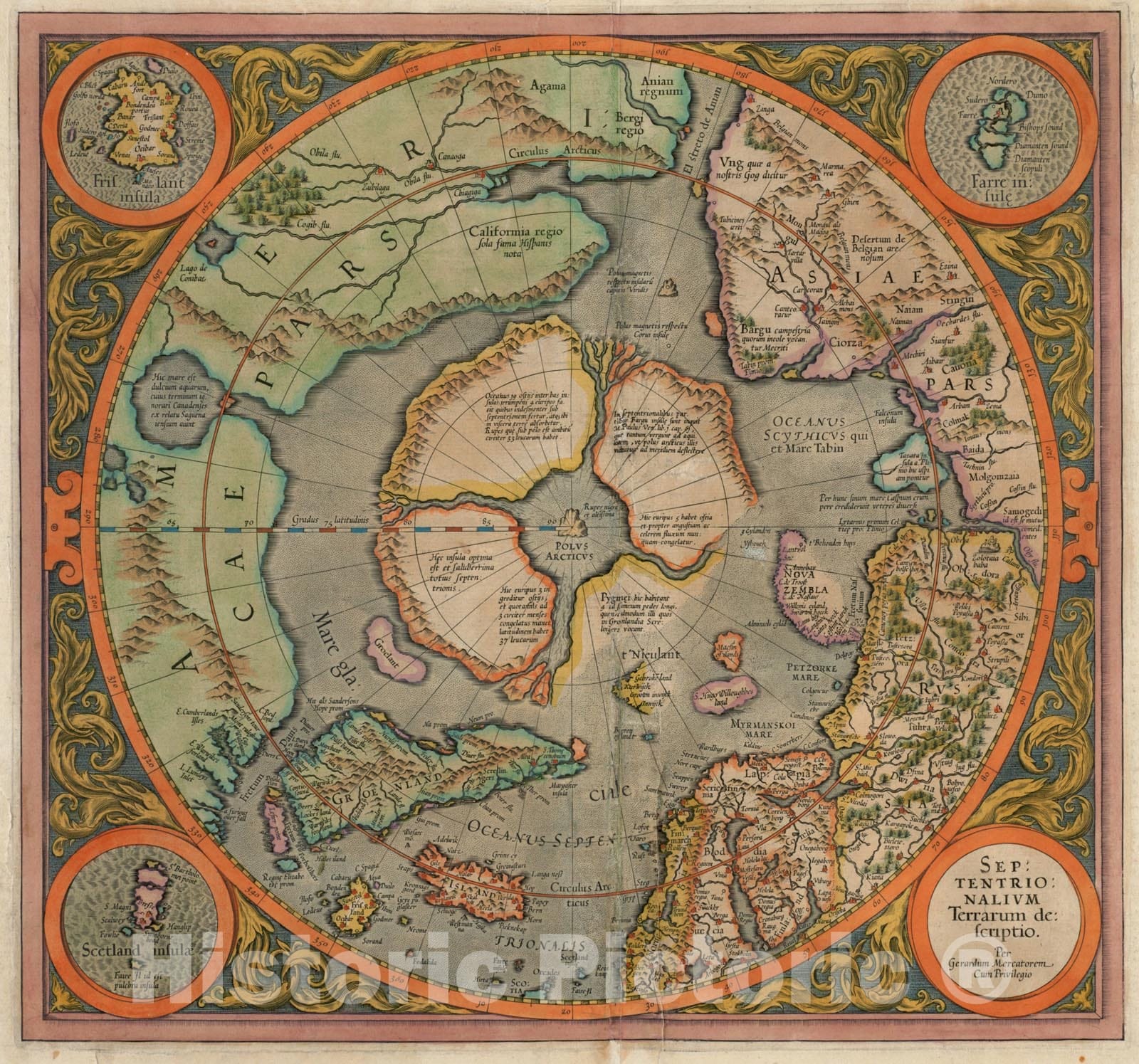 Historical Map, 1630 Septentrionalium terrarum descriptio, Vintage Wall Art