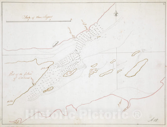 Historical Map, 1760-1770 [Part of The Island of Orleans and The Saint Lawrence River], Vintage Wall Art
