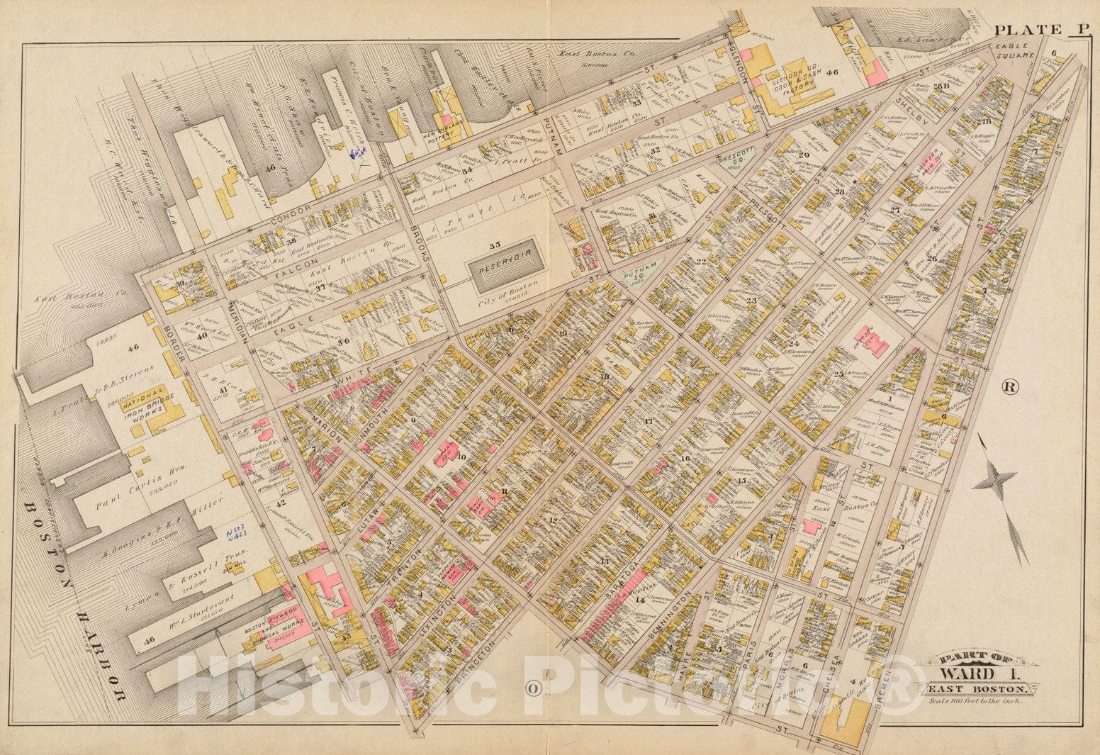 Historical Map, 1884 Atlas of The City of Boston : South & East Boston : Plate P, Vintage Wall Art