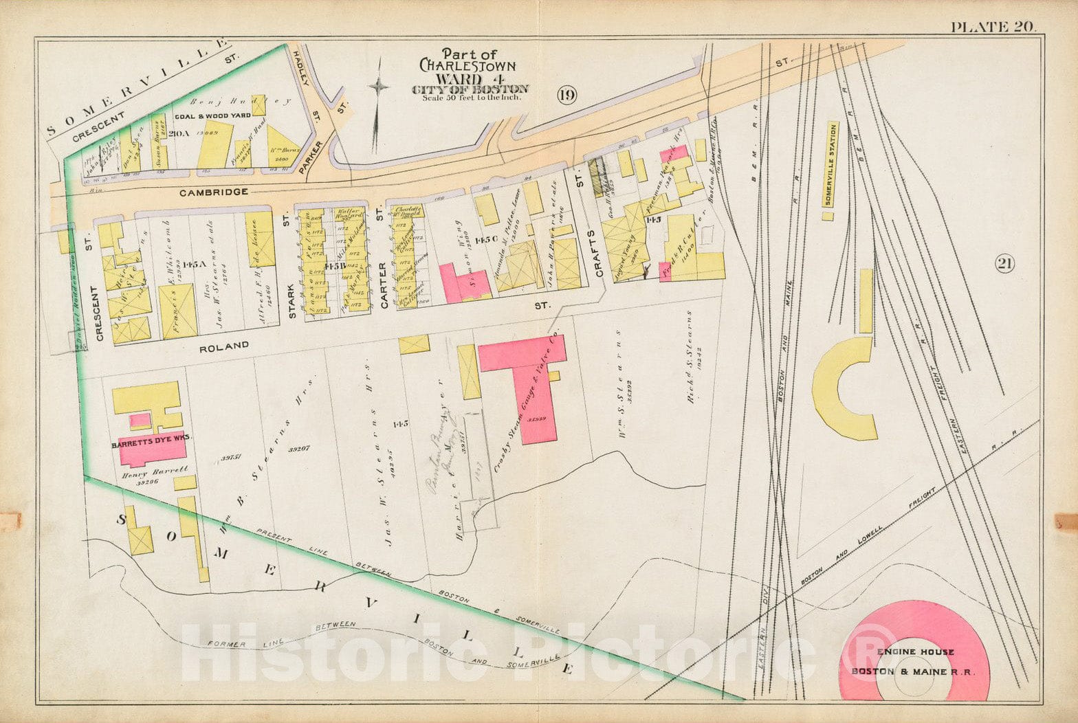 Historical Map, 1892 Atlas of the city of Boston : Charlestown : plate 20, Vintage Wall Art