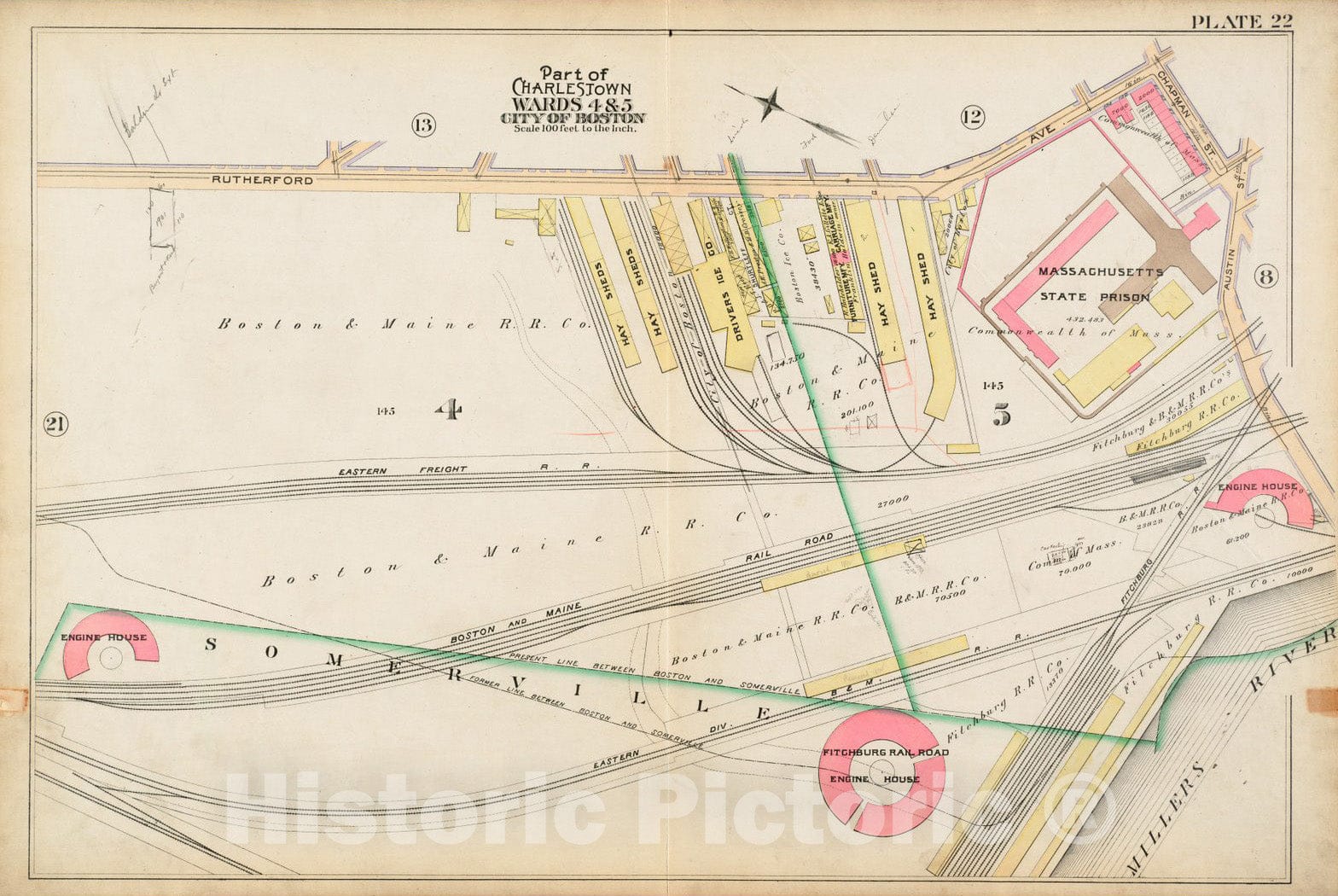 Historical Map, 1892 Atlas of The City of Boston : Charlestown : Plate 22, Vintage Wall Art