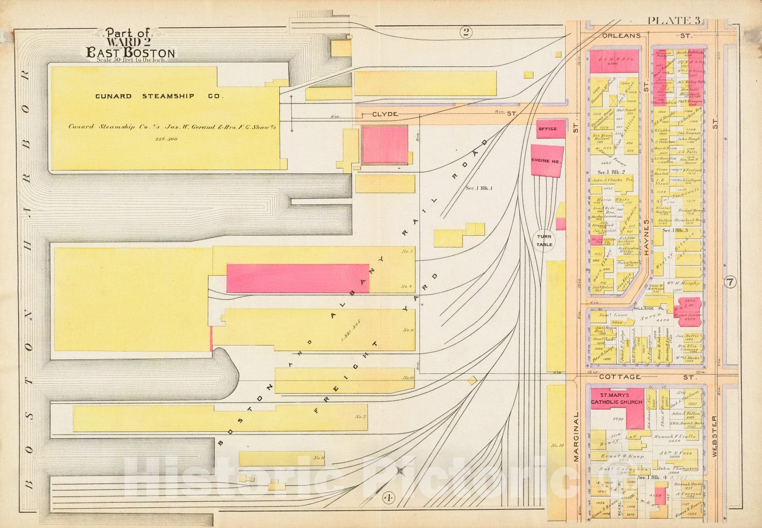 Historical Map, 1892 Atlas of The City of Boston : East Boston, Mass. : Plate 3, Vintage Wall Art