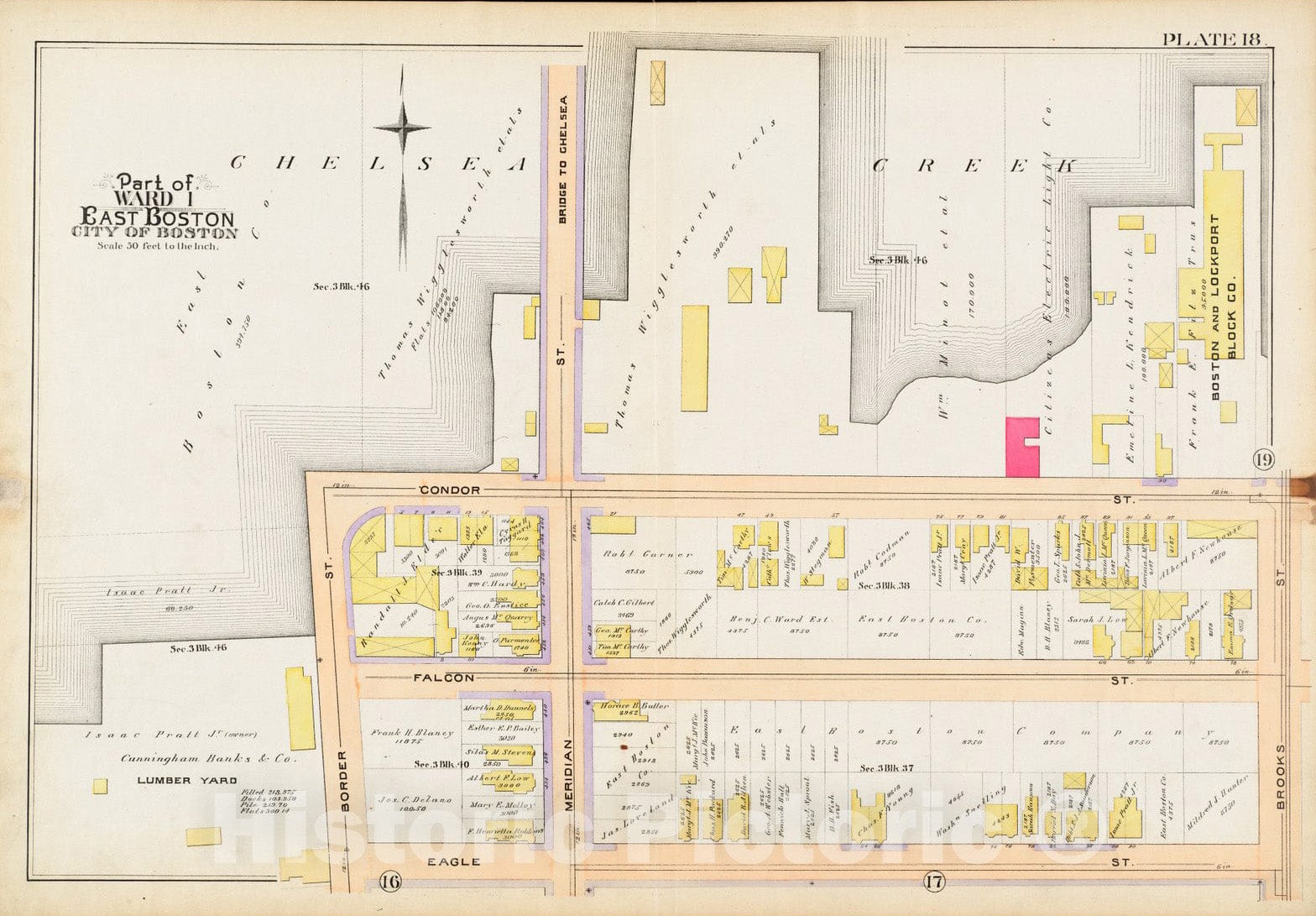 Historical Map, 1892 Atlas of The City of Boston : East Boston, Mass. : Plate 18, Vintage Wall Art