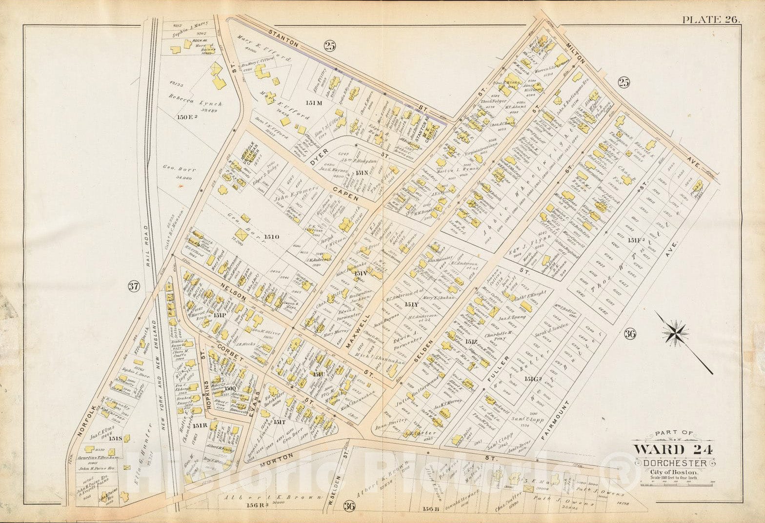Historical Map, 1894 Atlas of the city of Boston : Dorchester, Mass. : plate 26, Vintage Wall Art